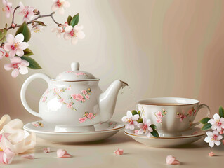 Fototapeta premium Tea time ceremony herbal organic national tea day beverage drink.