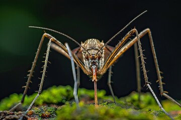 Mystic portrait of Uniform maansonia mosquito beside view, full body shot, Close-up View, 