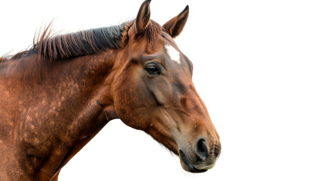 Close Up Portrait of a Brown Horse Isolated on Transparent Background