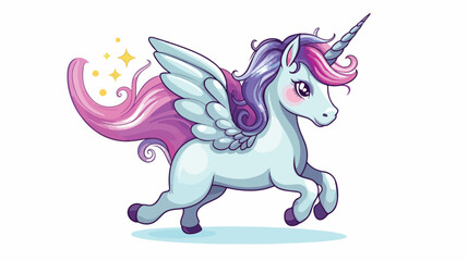 Cute unicorn flying cartoon icon vector illustration