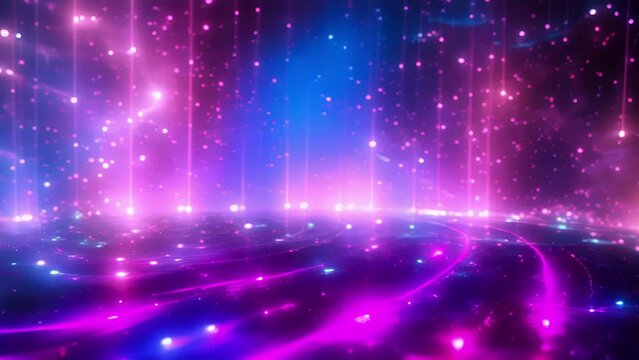Illuminated by strands of brilliant neon lights the podium is a beacon of dazzling futuristic energy in the midst of the seemingly . AI generation.