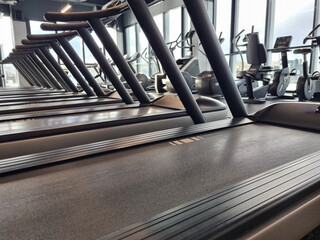 Row of Treadmills in Gym