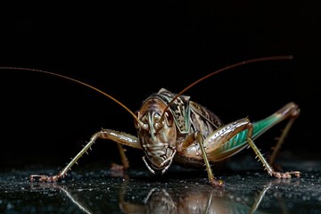 Fototapeta premium Mystic portrait of Woodland Cricket, beside view, full body shot, Close-up View, 