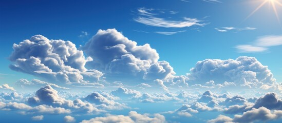 Cloudy blue sky abstract background, blue sky background with tiny clouds,