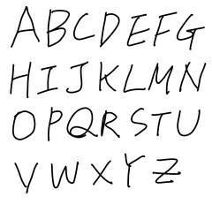 hand drawn alphabet, handwritten alphabet capital letters