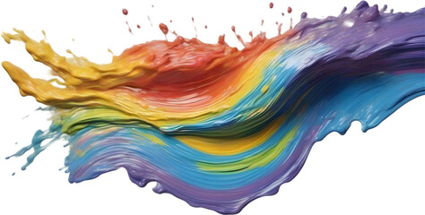 Fototapeta na wymiar Rainbow wave oil painting using brush technique.