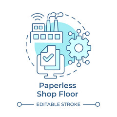 Paperless shop floor soft blue concept icon. Digital documentation, productivity enhance. Round shape line illustration. Abstract idea. Graphic design. Easy to use in infographic, article