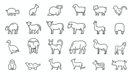 Naklejka na ściany i meble Set of domestic and farm animals pets