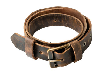 Brown Leather Belt With Metal Buckle