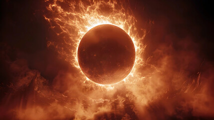 Obraz premium Behold the Allure of a Divine Celestial Eclipse:A Captivating Cosmic Phenomenon of Fiery Radiance and Sublime Power