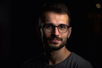 Fototapeta premium A man with glasses is smiling at the camera