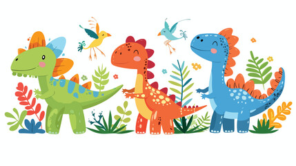 Cute dinosaur illustration cartoon vector for baby