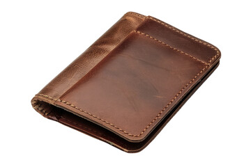 Brown Leather Wallet on White Background