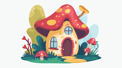 Cute fairytale fantasy house in mushroom. Luxury fairy