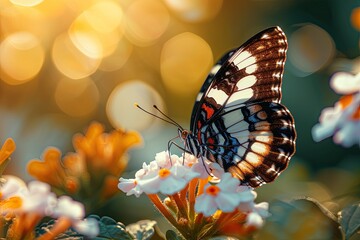 White Admiral Butterfly on flowers, 