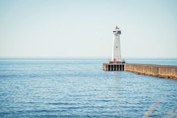 The View of A Small Beautiful Lighthouse in Lake Ontario