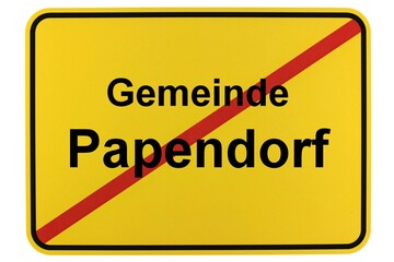 Illustration eines Ortsschildes der Gemeinde Papendorf in Mecklenburg-Vorpommern