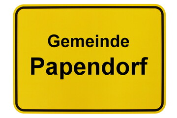 Illustration eines Ortsschildes der Gemeinde Papendorf in Mecklenburg-Vorpommern
