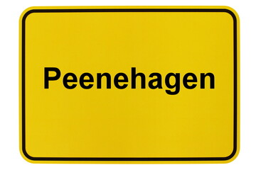 Illustration eines Ortsschildes der Gemeinde Peenehagen in Mecklenburg-Vorpommern - obrazy, fototapety, plakaty