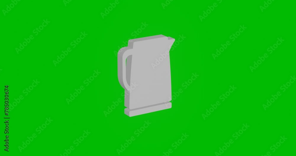 Poster animation of rotation of a white kettle symbol with shadow. simple and complex rotation. seamless lo