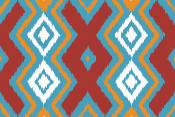Ethnic ikat seamless pattern in tribal. Fabric American, Mexican style. Design for background, wallpaper, illustration, fabric, clothing, carpet, textile, batik, embroidery.