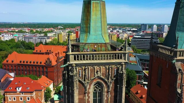 Tower Cathedral Jan Chrzciciel Wroclaw Ostrow Tumski Aerial View Poland