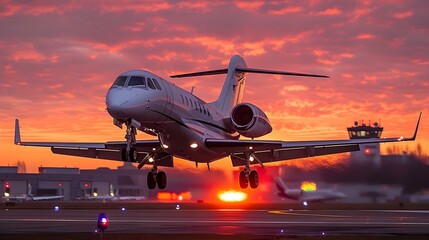 Sunset Ascent: A Jet's Twilight Departure. Concept Travel, Aviation, Sunset, Photography, Adventure