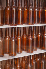 Display of amber glass bottles