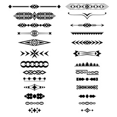 Collection of vector black dividers isolated on white background