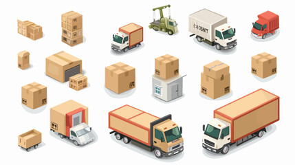 Delivery and storage icons set. EPS10 vector. Vector