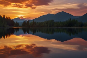 Superb Sunset reflects christian mountain spirituality in nature beauty Generative AI