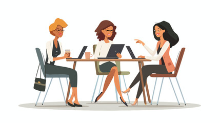 Three business woman sitting at desk together 