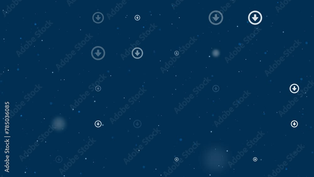 Poster template animation of evenly spaced download symbols of different sizes and opacity. animation of tr