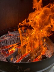 Close-up of flames from a bonfire