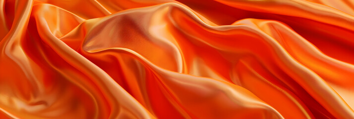 orange silk background,Cloth,Orange Flag Ruffled Beautifully Waving Macro Close-Up Shot 3D Rendering - obrazy, fototapety, plakaty
