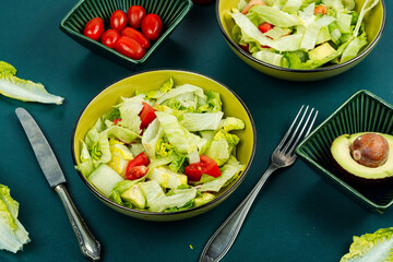 Spring salad of raw fresh vegetables. - 785037223