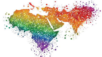 Dot rainbow gradiented map of Iraq collage composed white - obrazy, fototapety, plakaty