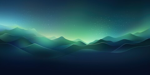 Abstract navy blue and green gradient background with blur effect, northern lights. Minimal gradient texture for banner design. Vector illustration