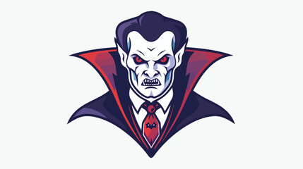 Dracula icon Vampire badge. Colorful flat Halloween illustration