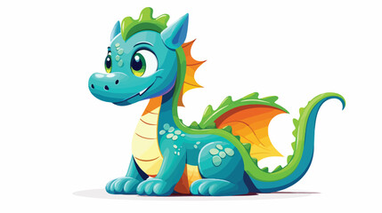 Dragon toy on white background. Cartoon illustration