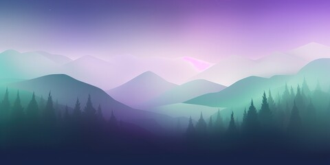 Abstract purple and green gradient background with blur effect, northern lights. Minimal gradient texture for banner design. Vector illustration
