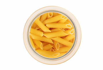 Pasta Penne Rigate isolated on white