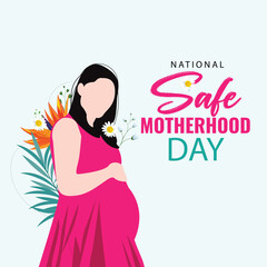April 11 National Safe Motherhood Day editable vector social media feed template for pregnant mothers and babies healthcare and maternity benefits, safe mothers and babies