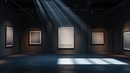 NFT art gallery opening, soft spotlight on digital frames, relaxed ambiance, muted colors with artistic highlights
