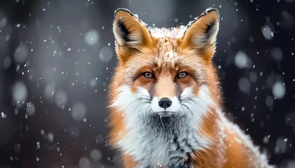 Foto op Canvas Beautiful red fox in snow landscape. Generative ai art design. © PicItUp
