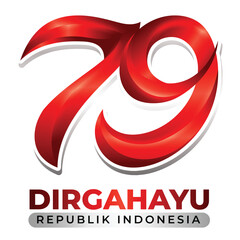 79th indonesia independence day vector number design with red color
