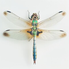 A high-resolution image of a dragonfly showcasing its intricate wing pattern and vibrant body colors.