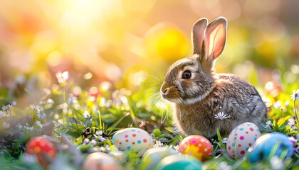 Easter bunny spring background. Generative ai design concept.