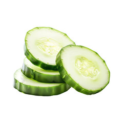 Cucumber slices on transparent background. Generative ai design.