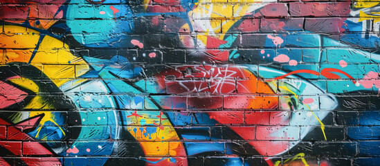 Graffiti art. Abstract creative drawing fashion colors on the walls of the city. Urban Contemporary Culture
